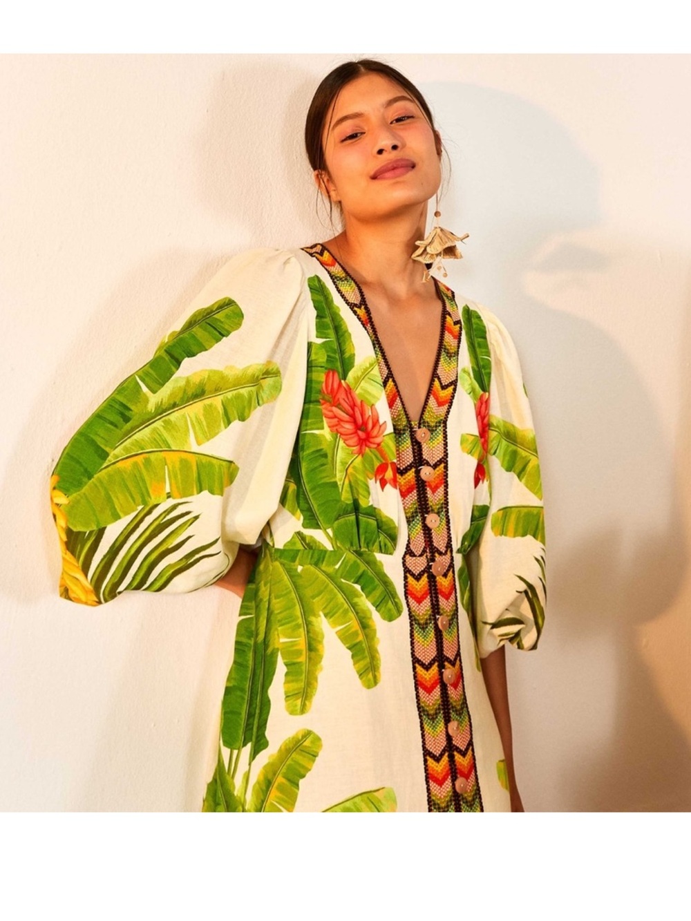 NWT Farm Rio Fresh Forest Midi Dress S Small Tropical Boho Beach - Picture 2 of 11